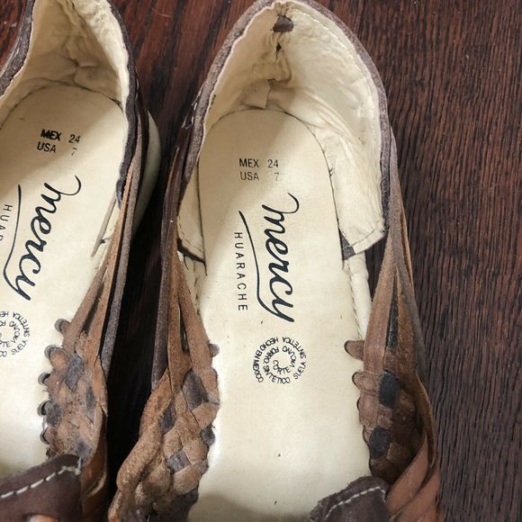 Vintage Mercy Huarache Brown Leather Woven Shoes - Picture 3 of 6